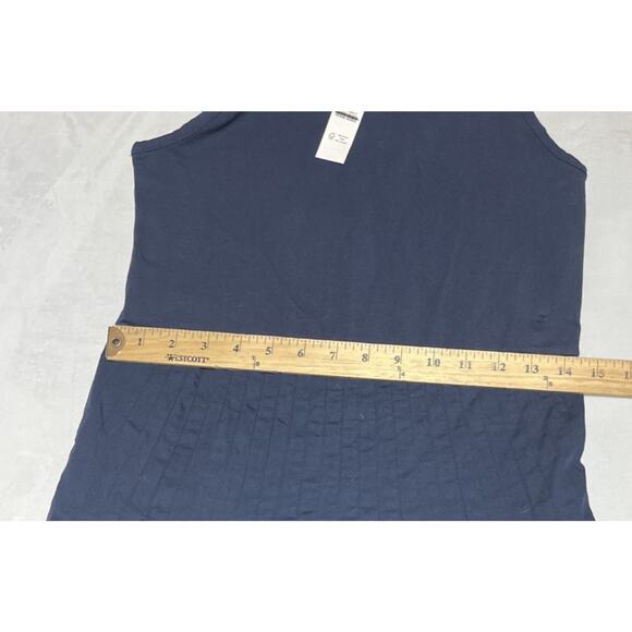 J Crew Pintuck Midi Dress Medium Navy Blue Sleeveless Minimalist Classic A Line - Picture 8 of 12